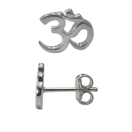 9mm Ohm Ear Stud w/scrolls Sterling Silver