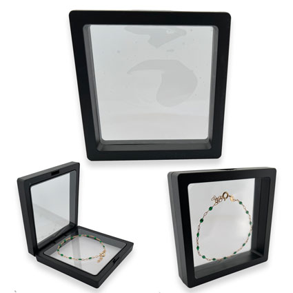 3D Floating Frame Jewellery Display Box 9x9cm: Black