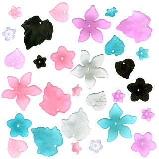 100g Acrylic Flower and Leaf Assortment