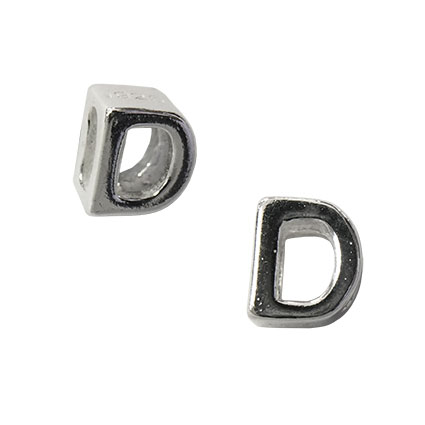 5mm Slider Alphabet Beads Sterling Silver Letter D