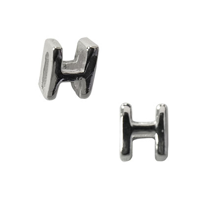 5mm Slider Alphabet Beads Sterling Silver Letter H