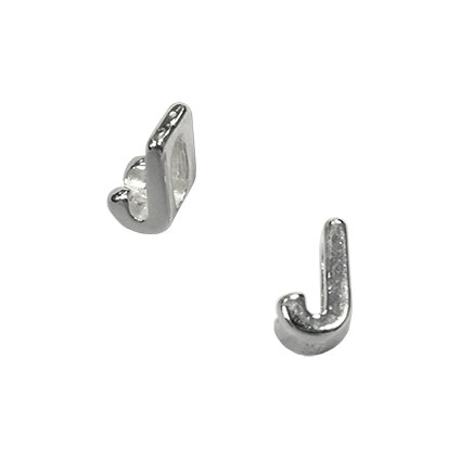 5mm Slider Alphabet Beads Sterling Silver Letter J