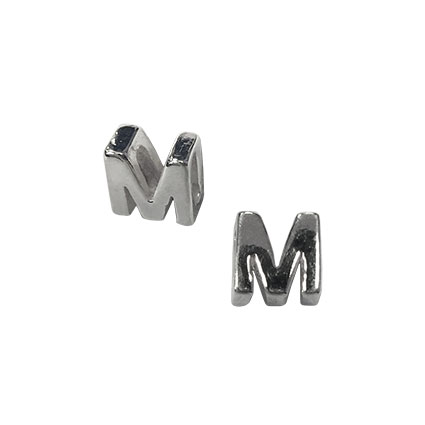 5mm Slider Alphabet Beads Sterling Silver Letter M