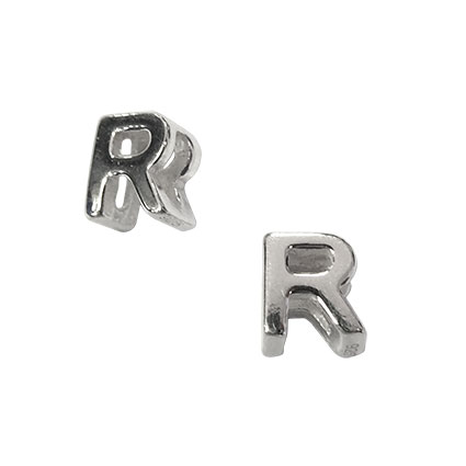 5mm Slider Alphabet Beads Sterling Silver Letter R