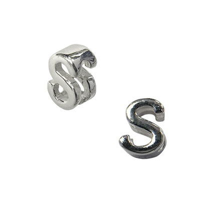5mm Slider Alphabet Beads Sterling Silver Letter S