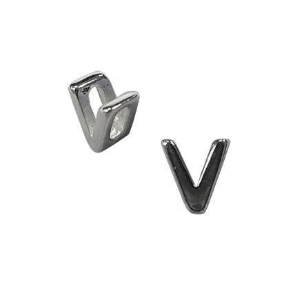 5mm Slider Alphabet Beads Sterling Silver Letter V