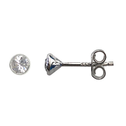 4mm Birthstone Bezel Earstuds STS-Crystal/April