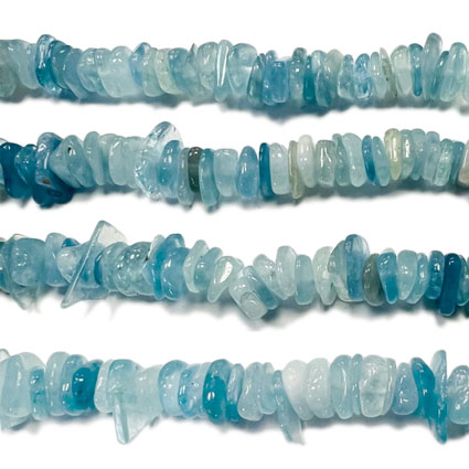 Aquamarine Chunky Chip Beads - 16"String