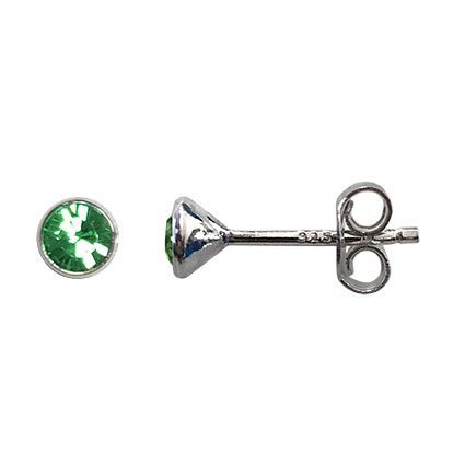 4mm Birthstone Bezel Earstuds STS-Peridot/August
