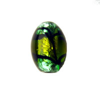 Handmade Czech Rice Bead - 19x13mm - Aqua/Peridot -  1