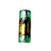 Handmade Czech Tube Bead - 22x8mm - Aqua/Peridot -  1