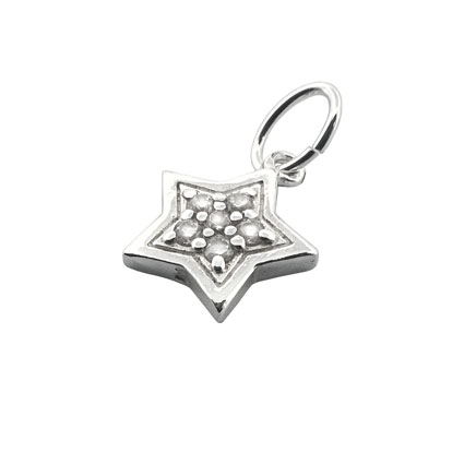 9mm CZ Star Charm Sterling Silver