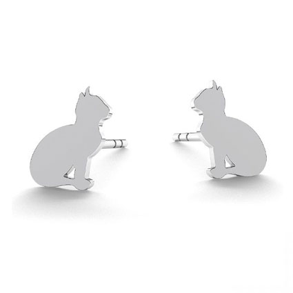 8mm Cat Ear Studs Sterling Silver