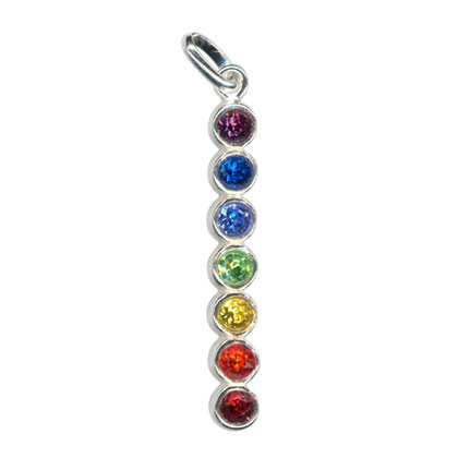 30x4mm Chakra CZ stone Pendant Sterling Silver