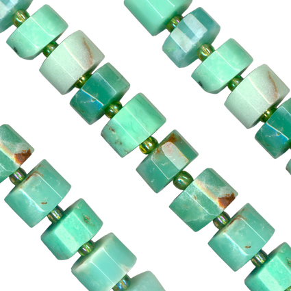 8-10mm Chrysoprase straight cut facet rondelle bead string