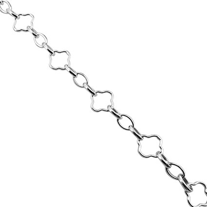 7.5mm Clover w/3 Oval Link Chain Sterling Silver
