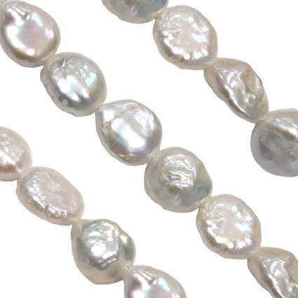 12-13mm Fresh Water Pearl Beads Coin White/Cream