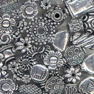 6-10mm Copper Bead Mix Antiq.Silver-20g