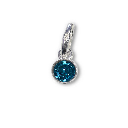 4mm Birthstone Bezel Charm STS-Blue Zircon/December