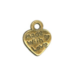 10mm Vintage Made with Love Heart Ant.Gold