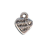 10mm Vintage Made with Love Heart Ant.Silver