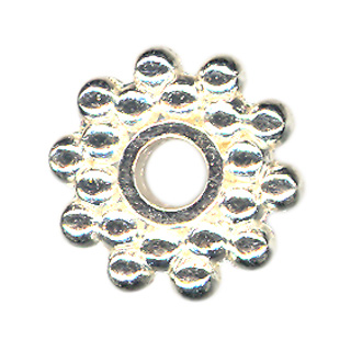 8mm Snowflake Spacer Bead Silver Plated