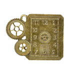 40x50mm Steampunk Watchface & Cogs Ant.Brass