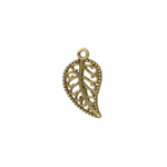 10x19mm Vintage Leaf Charm Ant.Gold