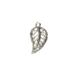 10x19mm Vintage Leaf Charm Ant.Silver