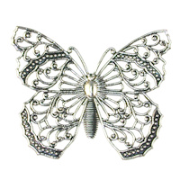 48x40mm Filigree Butterfly Ant.SILV