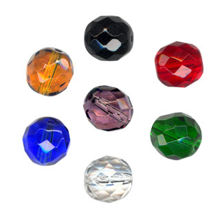 8mm Glass Round Facet Beads: Mix