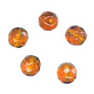 10mm Glass Round Facet Beads: Topaz