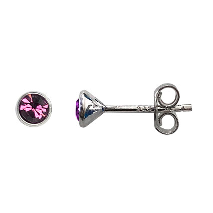 4mm Birthstone Bezel Earstuds STS-Amethyst/February