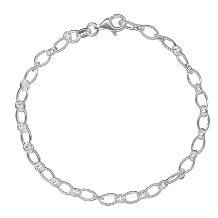 8"Oval-Round Cable Chain Bracelet St.Silver