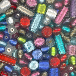 250g Silver Foil Glass Bead Mix
