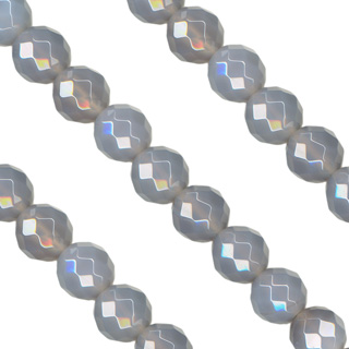 Grey Agate Beads String 6mm Facet Round -16"