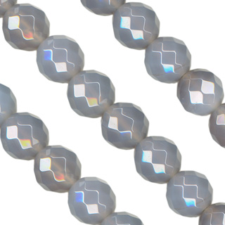 Grey Agate Beads String 8mm Facet Round -16