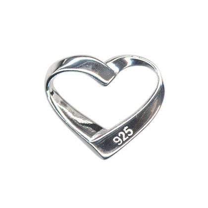 12mm Plain Heart Ribbon Pendant Sterling Silver
