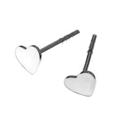 5mm Heart Ear Studs Sterling Silver