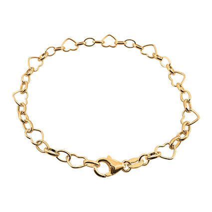 7.5mm Heart w/3 Oval Link Bracelet 7.5