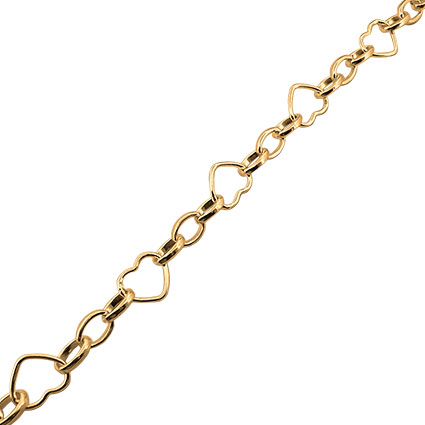 7.5mm Heart w/3 Oval Link Chain Gold Filled by foot