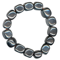 10-12mm Polished Baroque Bead Bracelet Hematite