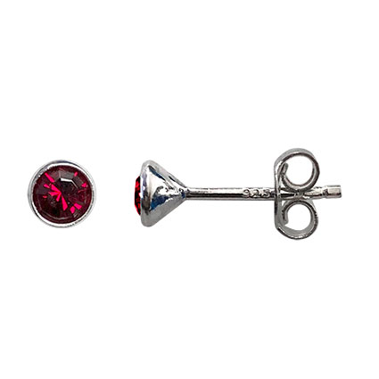 4mm Birthstone Bezel Earstuds STS-Garnet/January