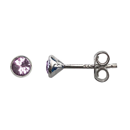 4mm Birthstone Bezel Earstuds STS-Alexandrite/June