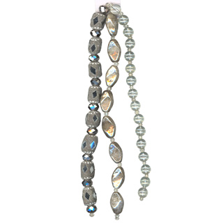 Kashmiri 3str Bead Lead: Silver