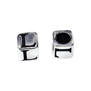 5mm Alphabet Cube Beads Sterling Silver Letter L