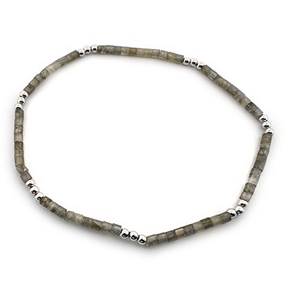 Labradorite 2.5mm Gemstone Bead Bracelet w/925 Silver