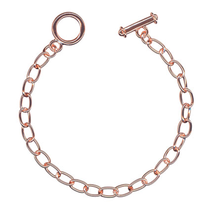 Large Link Charm Bracelet w/toggle Rose Gold Plated
