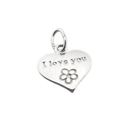 12mm I Love You Heart Charm Sterling Silver