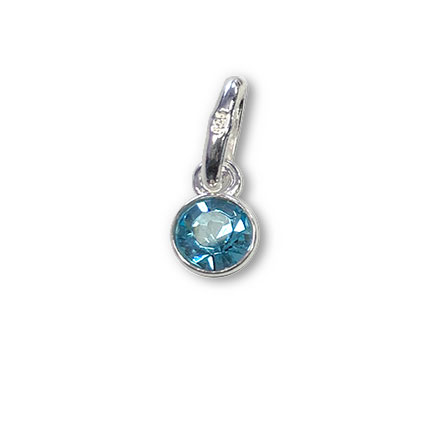4mm Birthstone Bezel Charm STS-Aquamarine/March